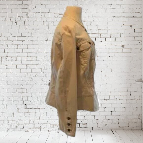 Vintage Faded Glory Off White Jean Jacket with Peplum - Picture 2 of 7